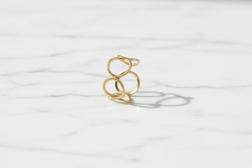 Gold Circle Ridge Ring