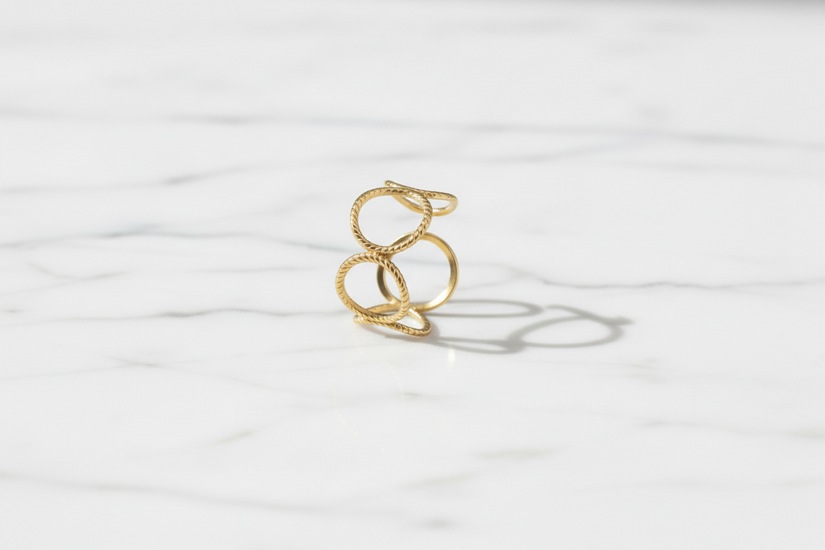 Gold Circle Ridge Ring
