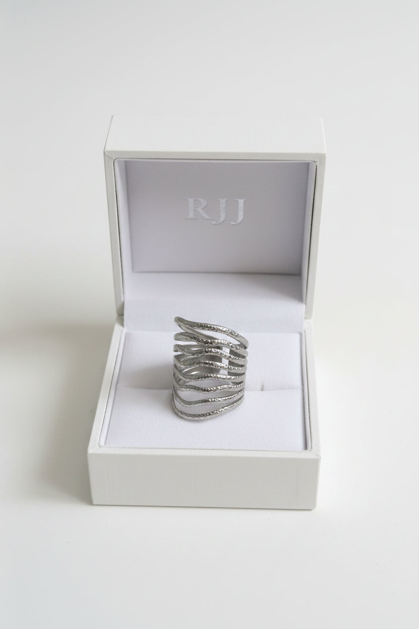 Geometric Silver Adjustable Ring
