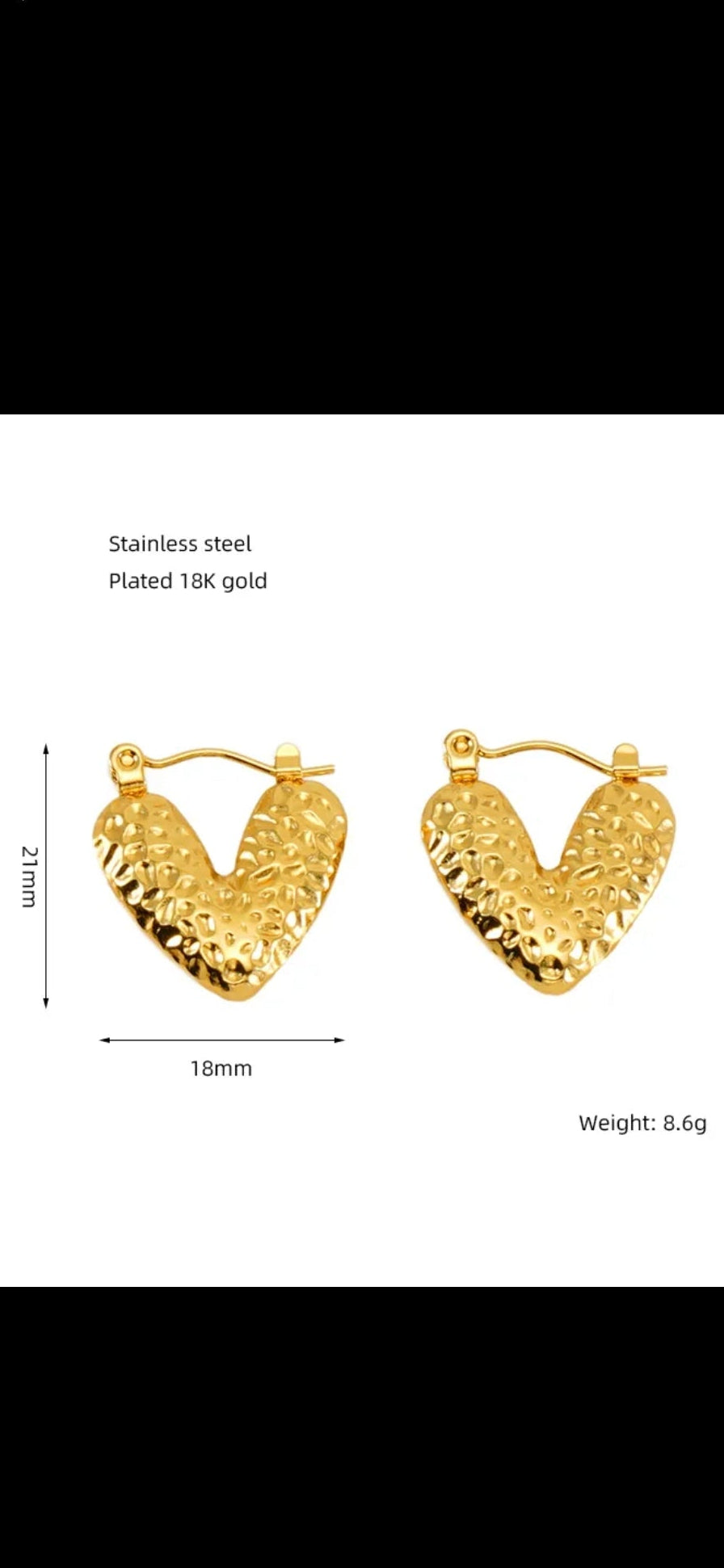 Hammered Gold Heart Earrings