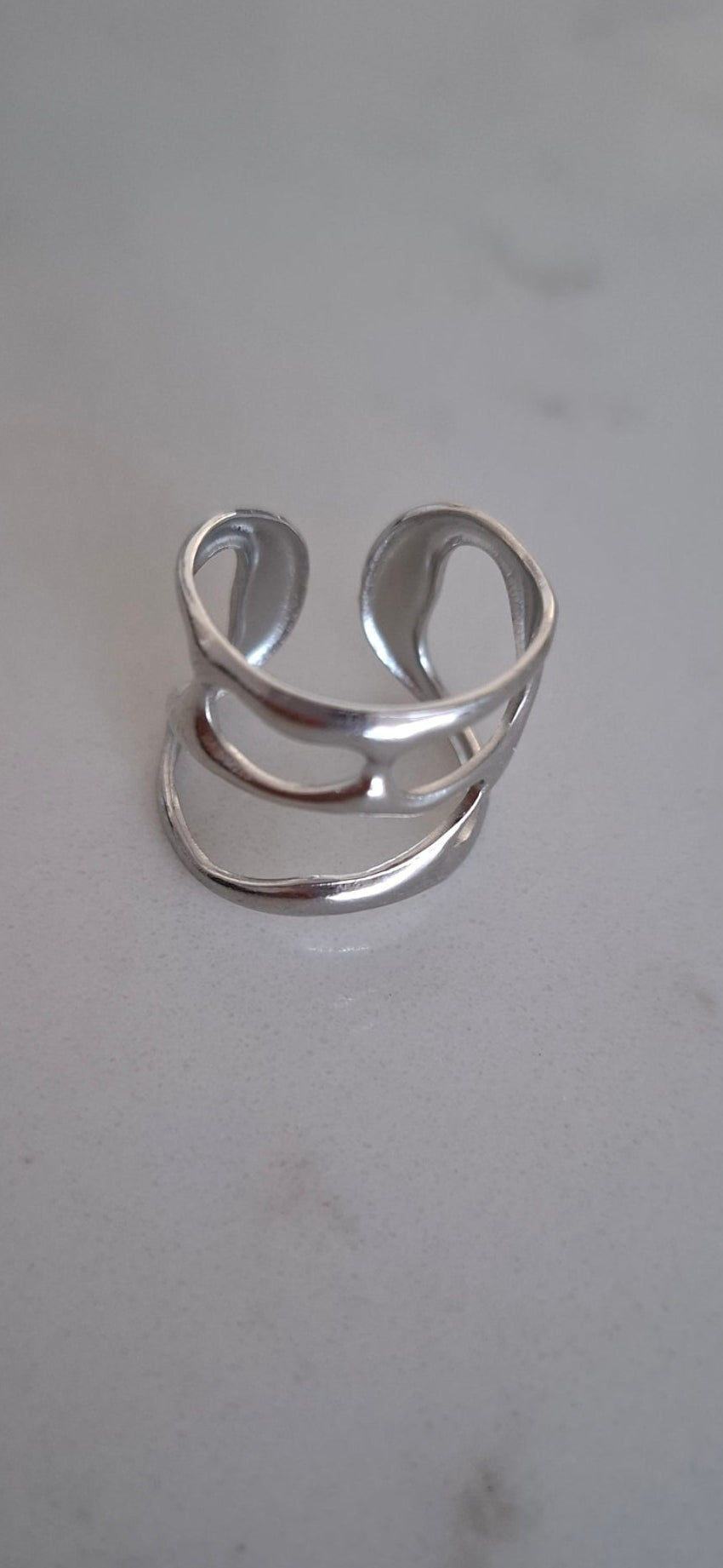 Wavy Silver Geometric Ring