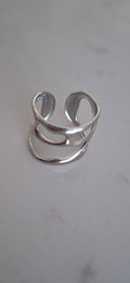 Wavy Silver Geometric Ring