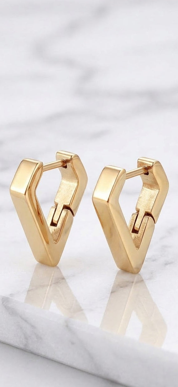 Gold-plated Stainless Steel Geometric Hoop Earrings