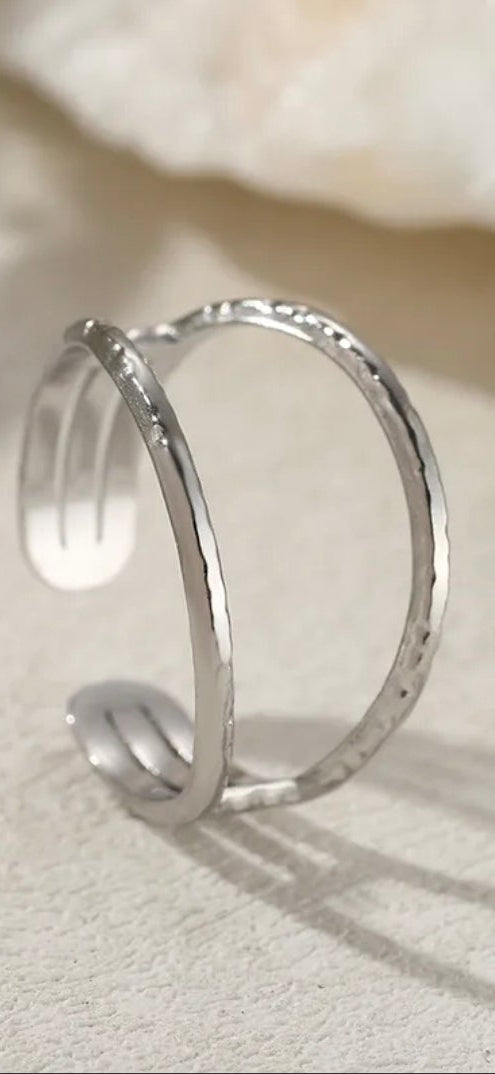 Silver Slim Double Bar Ring