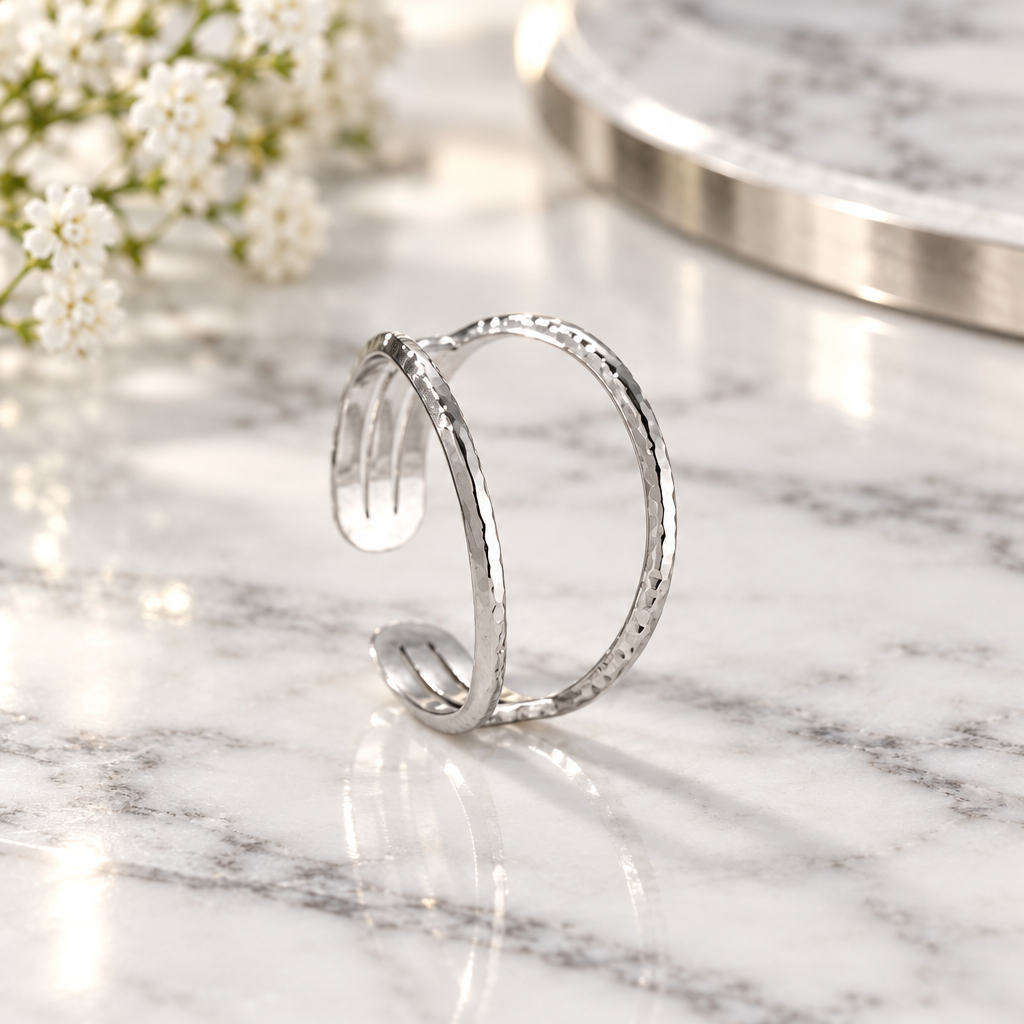 Silver Slim Double Bar Ring