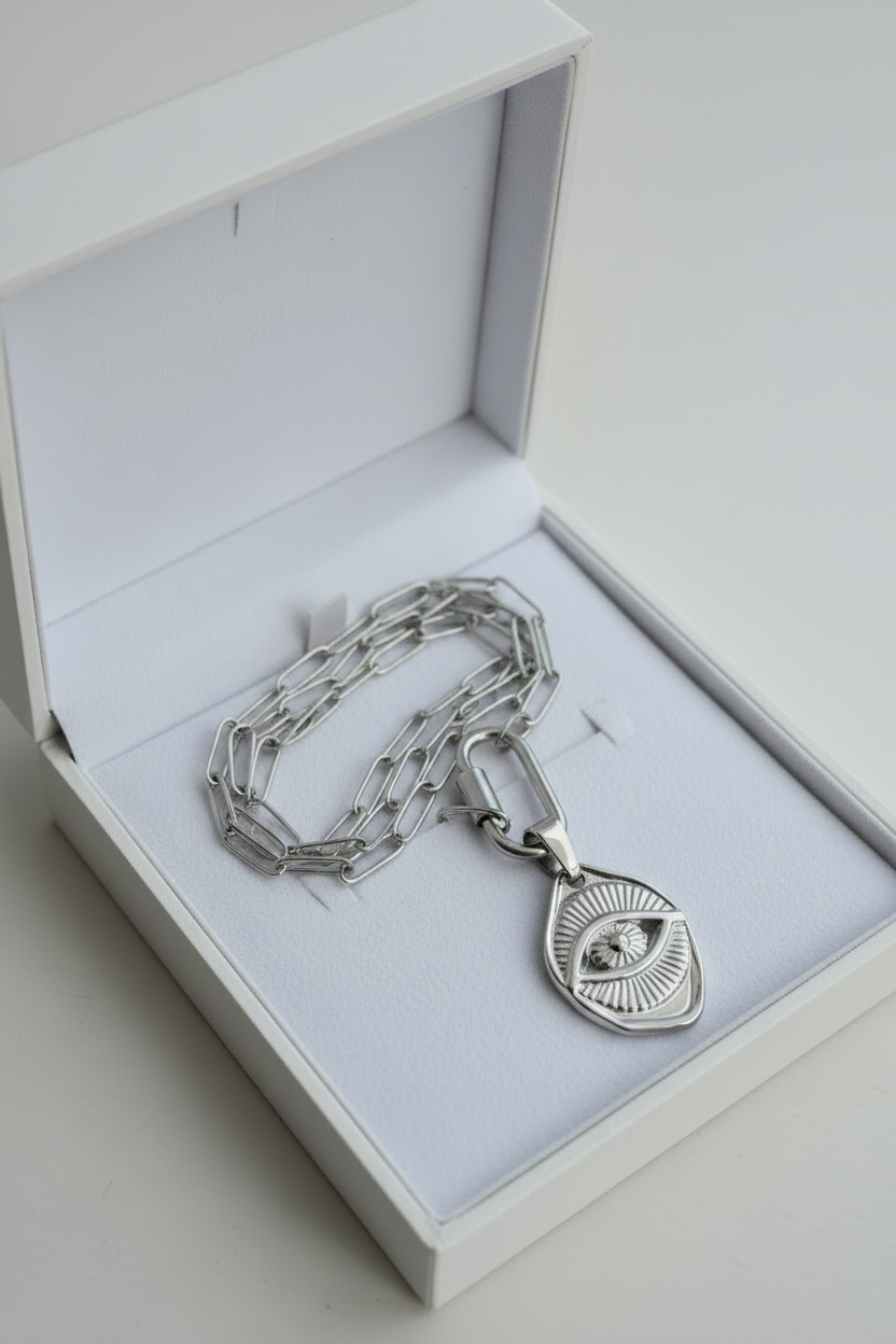 Silver Celestial Evil Eye Pendant