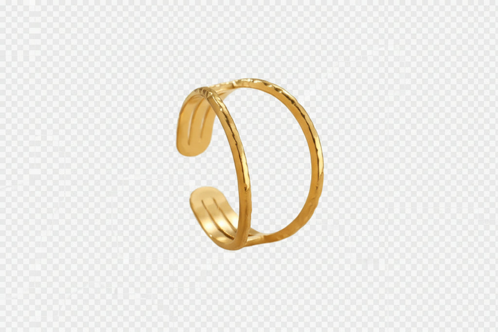 Gold Open Double Bar Ring