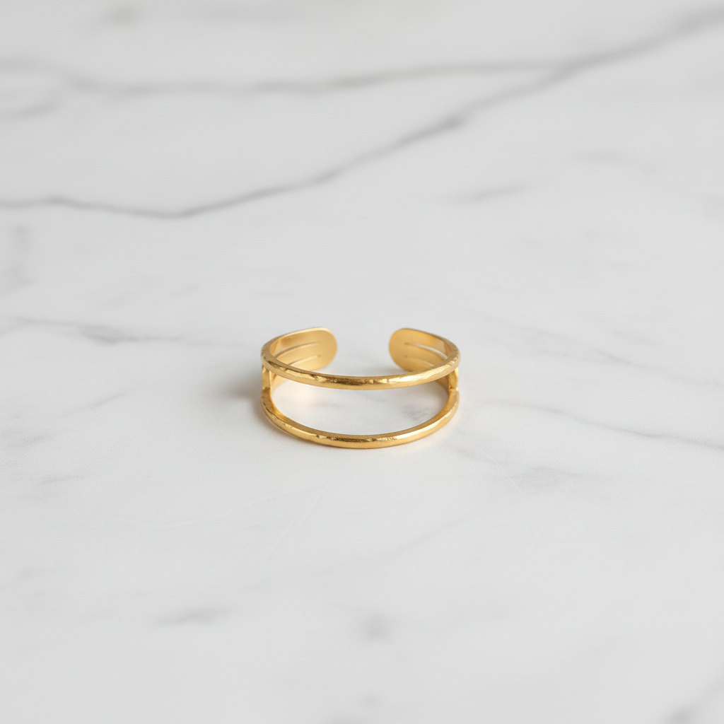 Gold Open Double Bar Ring